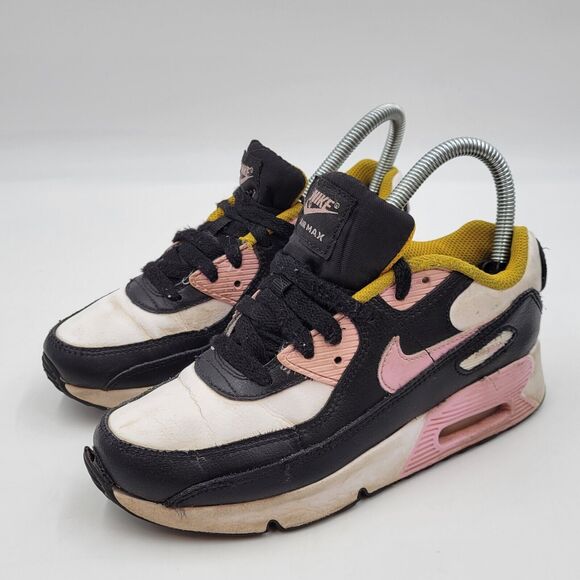 Nike Air Max 90 Leather GS Black Light Arctic Pink Sneakers CD6867 007 Size 3Y - Picture 1 of 10